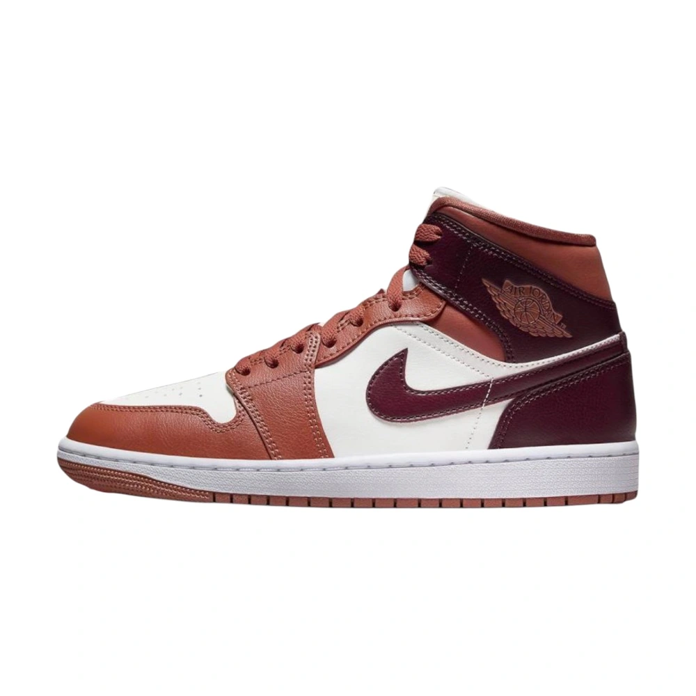 Bota Jordan 1 Mid Dusty Peach Night Maroon (Women's)