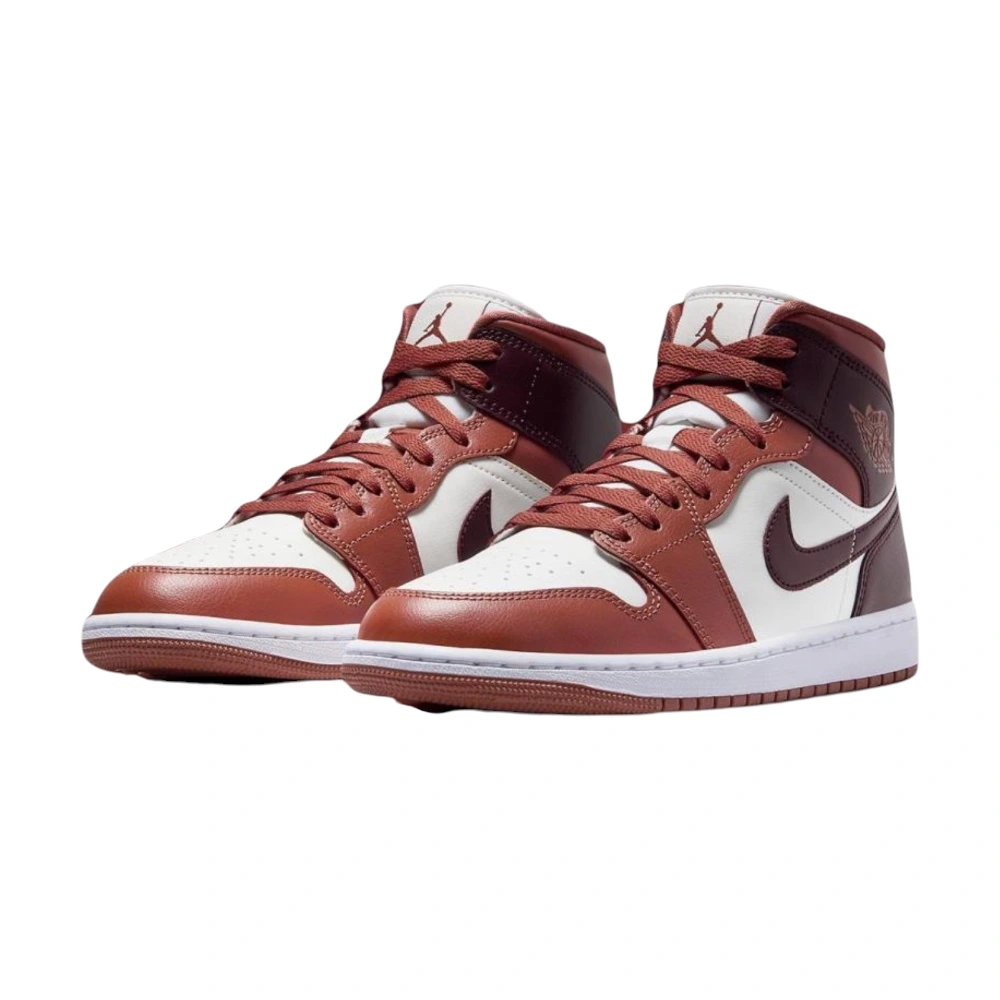 Bota Jordan 1 Mid Dusty Peach Night Maroon (Women's)