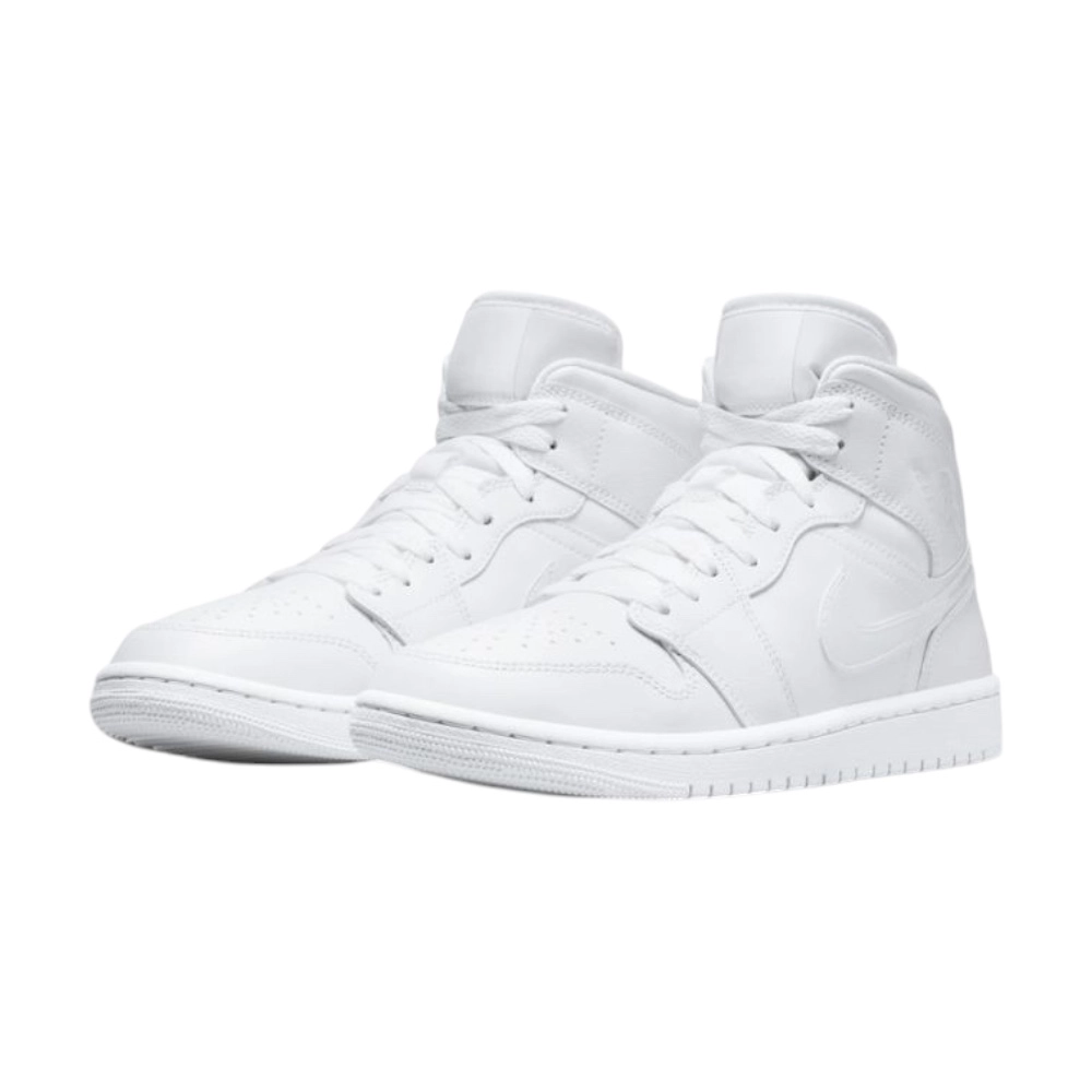 Bota Jordan 1 Mid Triple White