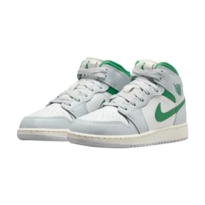 bota Jordan 1 Mid White Pure Platinum Pine Green (GS)