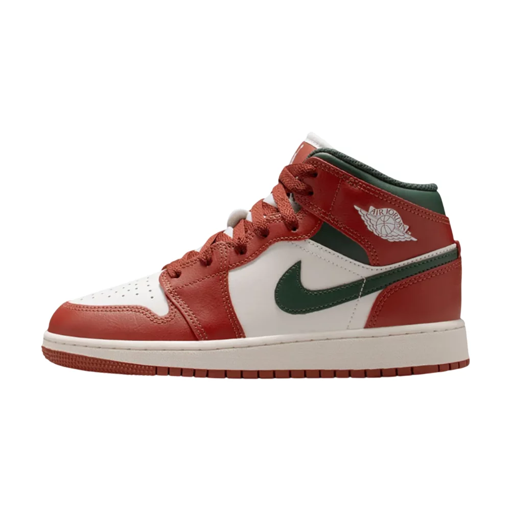Bota Jordan 1 Mid Redstone Midnight Green (GS)