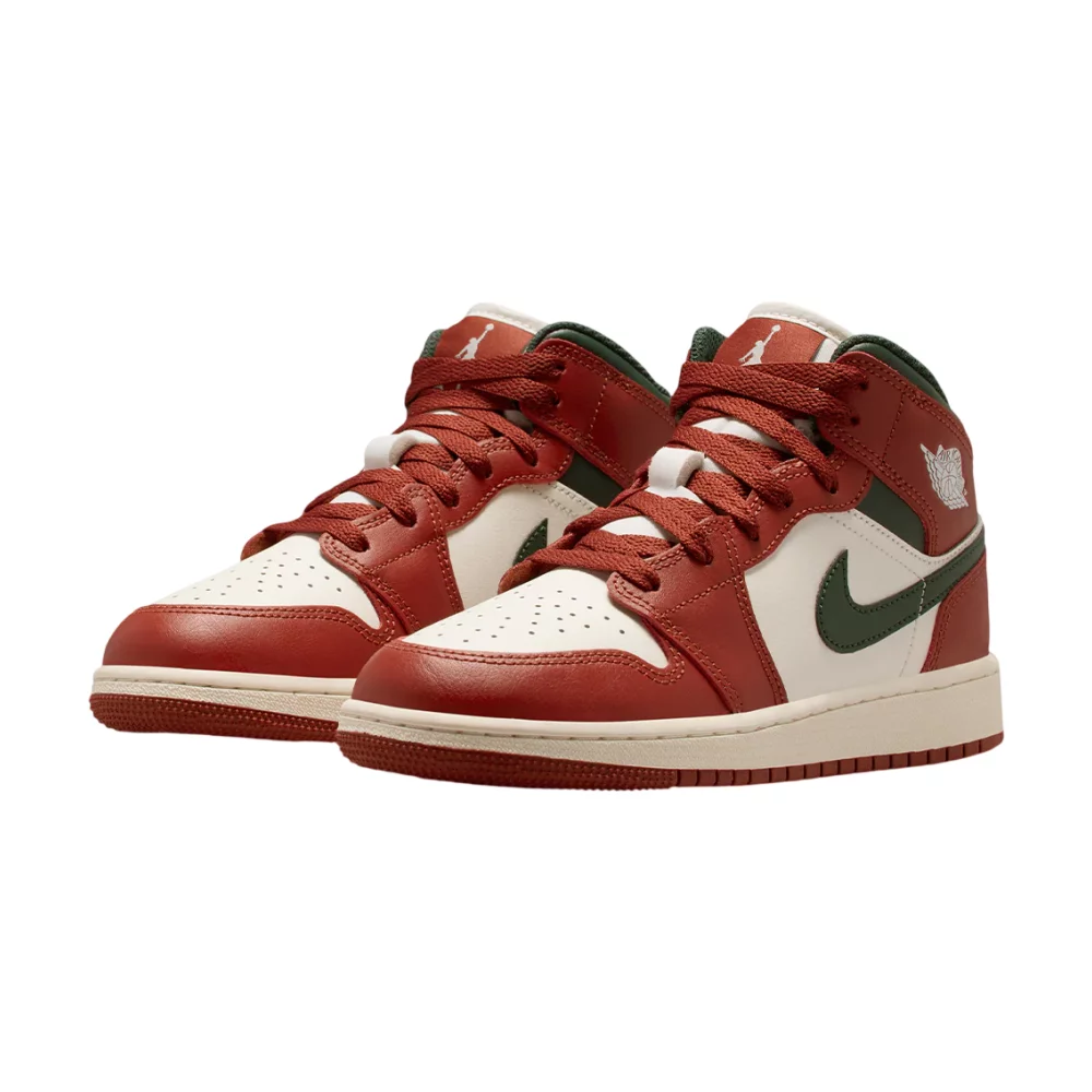 Bota Jordan 1 Mid Redstone Midnight Green (GS)