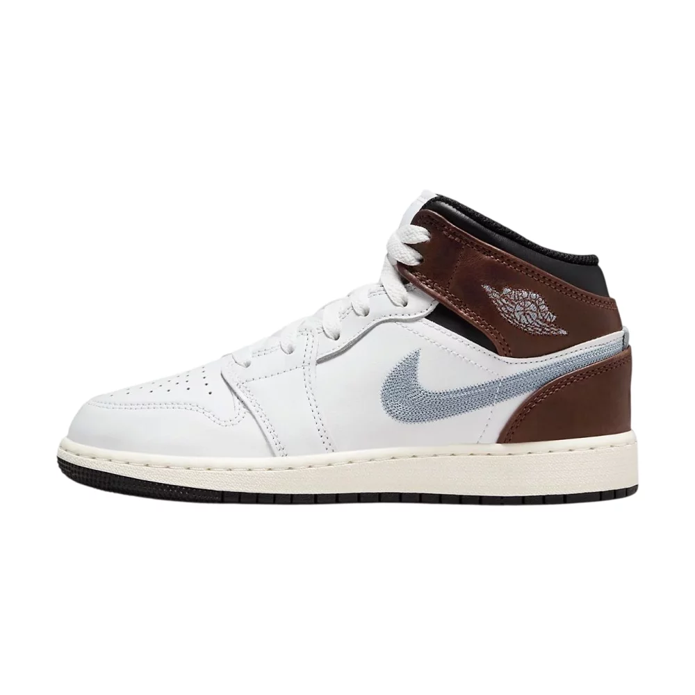 Bota Jordan 1 Mid SE White Brown Blue Grey (GS)