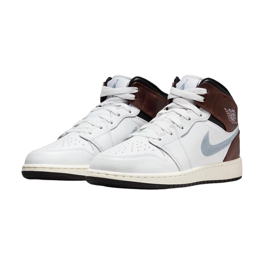 Bota Jordan 1 Mid SE White Brown Blue Grey (GS)