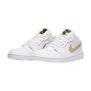 Bota Jordan 1 Low White Metallic Gold (Women's)