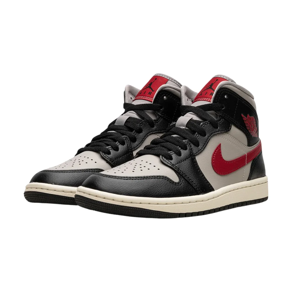 Bota Jordan 1 Mid Black College Grey Gym Red (Women's)