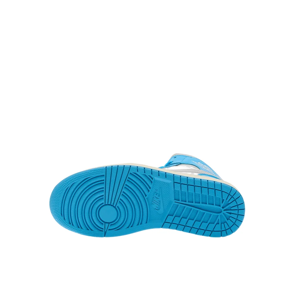 Bota Jordan 1 Mid Dark Powder Blue White Sail Neutral Grey (Women's)